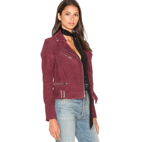 NEW LaMarque Laetica Burgundy Leather Suede Moto Biker Jacket Luxury Celeb Style - Picture 13 of 14